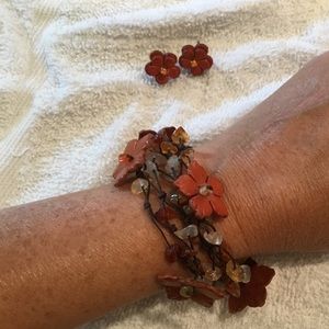 Flowered Bracelet and matching earrings